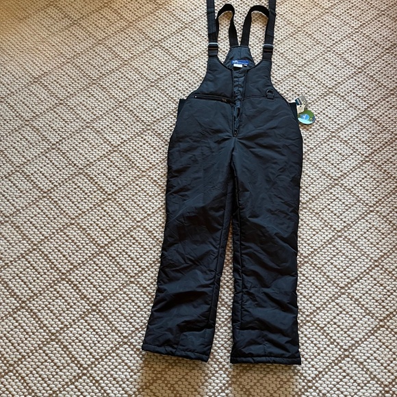Vintage Sportscaster Snow Pants Mens L Bibs Black Ski Retro Insulated - Picture 1 of 16